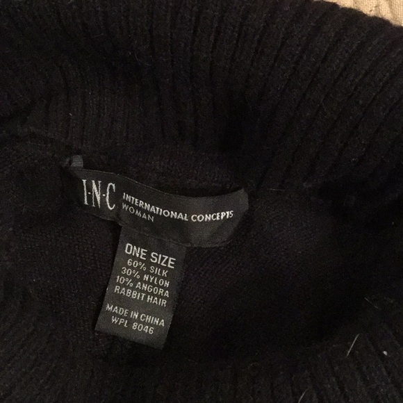 INC Black Poncho .. Silk and Rabbit Hair - Picture 4 of 4